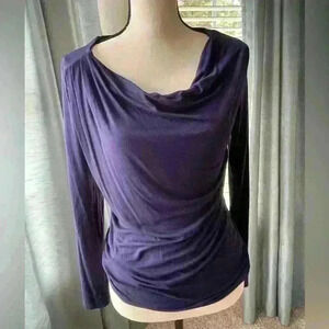 Lord & Taylor Long Sleeve Blue Scoop Neck Long Sleeve Top Size Small